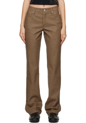 MISBHV Brown Straight Faux-Leather Pants