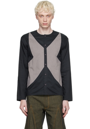 STRONGTHE Black & Gray Appliqué Shirt