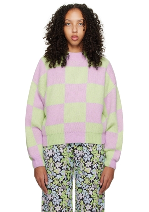 Stine Goya Green & Pink Adonis Crewneck Sweater