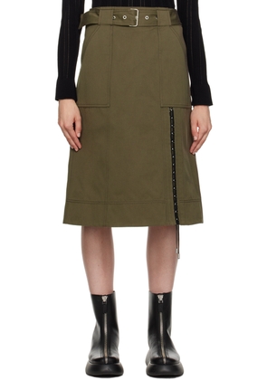 3.1 Phillip Lim Khaki Grommet Midi Skirt