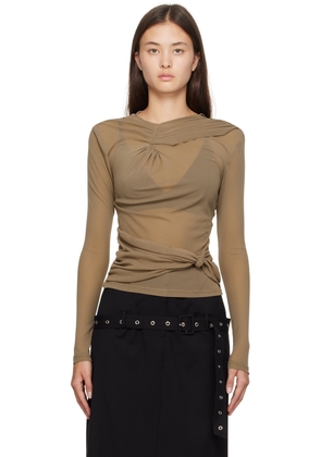 Rokh Brown Knotted Long Sleeve T-Shirt