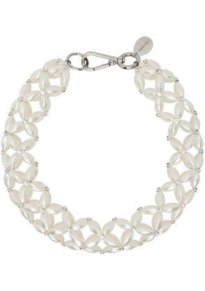 Simone Rocha White Rope Pearl Crystal Necklace