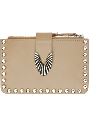 Toga Pulla SSENSE Exclusive Beige Studded Leather Card Holder