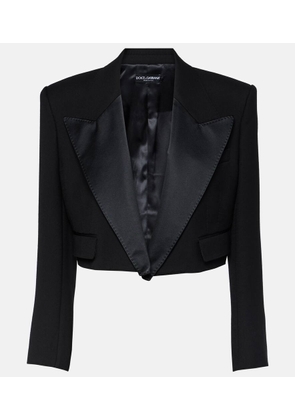 Dolce&Gabbana Cropped wool-blend tuxedo blazer