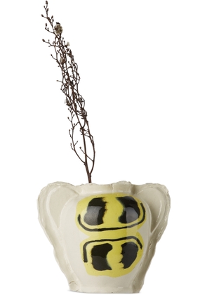 DUM KERAMIK Off-White & Yellow Stacked Smiley Vase