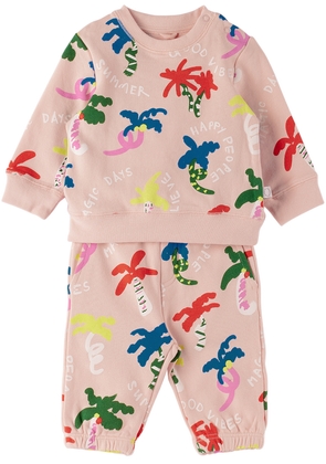 Stella McCartney Baby Pink Palm Tree Sweatshirt & Sweatpants Set