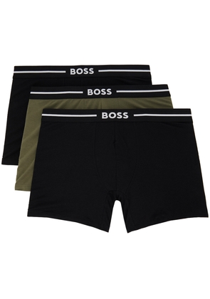 BOSS Three-Pack Khaki & Black Boxers