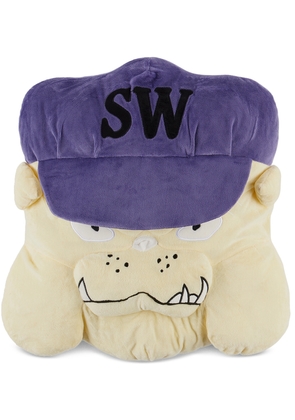 Saintwoods SSENSE Exclusive Off-White & Purple Dog Cushion