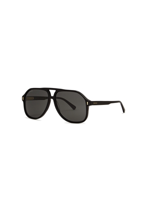 Gucci Politician Black Aviator-style Sunglasses - Black And Grey