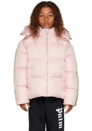 Palm Angels Kids Pink Hooded Puffer Jacket