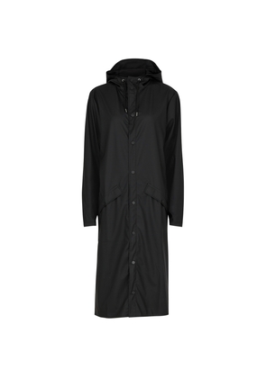 Rains Longer Matte Black Rubberised Raincoat - L