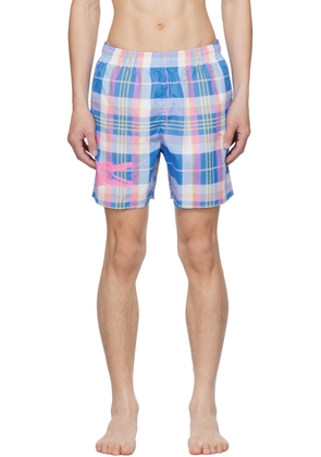 Lacoste Blue & Pink Check Swim Shorts