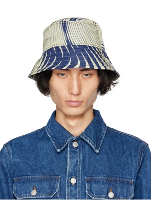 Dries Van Noten Blue & Off-White Gilly Bucket Hat