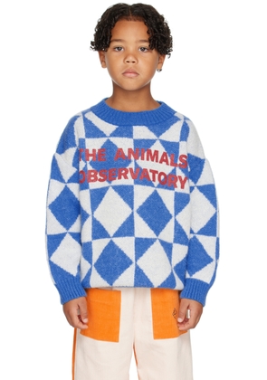 The Animals Observatory Kids Blue & White Arty Bull Sweater