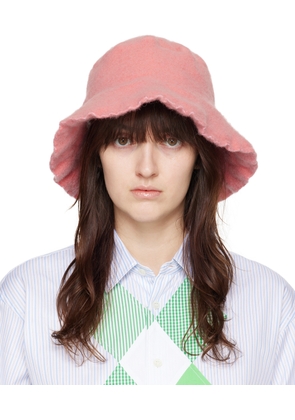 Comme des Garçons Shirt Pink Wool Nylon Tweed Bucket Hat