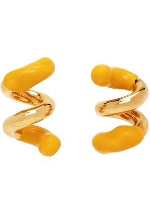 SUNNEI Gold & Yellow Fusillo Rubberized Earrings