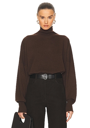 Toteme Cashmere Turtleneck Sweater in Dark Brown - Chocolate. Size XS (also in L).