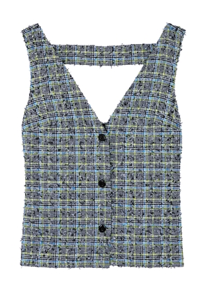 Stine Goya Orly Checked Bouclé Tweed Waistcoat - Blue - M (UK12 / M)
