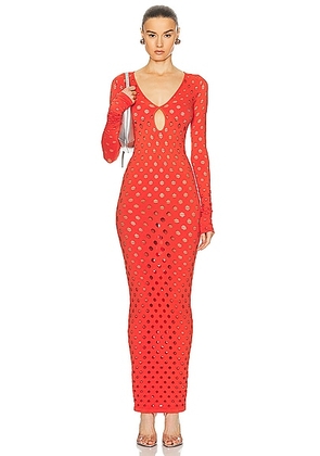 Maisie Wilen Perforated Gown in Tomato - Coral. Size all.