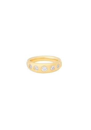 MEGA 7 Stone Pinky Ring in 14k Yellow Gold Plated - Metallic Gold. Size 3 (also in ).
