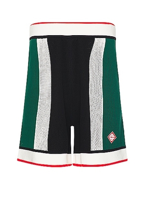 Casablanca Striped Mesh Shorts in Green & White Stripe - Green. Size M (also in S).
