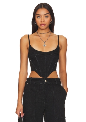 h:ours Florentina Corset Top in Black. Size XS.