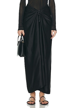 Toteme Satin Knot Skirt in Black - Black. Size 32 (also in 34, 36, 40).