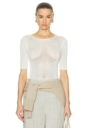 Toteme Crochet Knit Tee in Off White - White. Size L (also in M, S, XS).