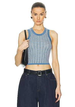 Guest In Residence Gingham Tank Top in Denim Blue & Cream - Blue. Size L (also in M, XS).