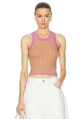 Guest In Residence Gingham Tank Top in Fuchsia & Citrine - Mustard. Size L (also in M, S, XL, XS).