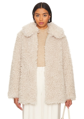 Ena Pelly Bridgette Faux Fur Jacket in Ivory. Size 10/M, 8/S.