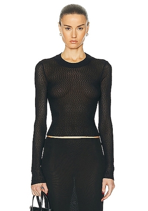 ami Crewneck Cropped Sweater in Black - Black. Size L (also in M, S, XS).