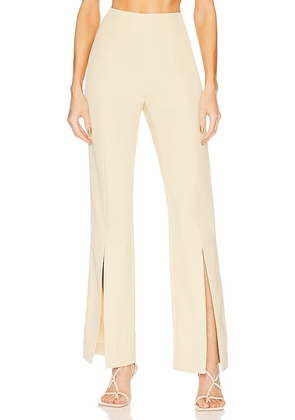 SIMKHAI Chase Technical Cocktail Crepe Slit Front Pant in Beige. Size 2.