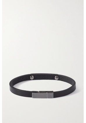 SAINT LAURENT - Leather And Silver-tone Bracelet - Black - S,M