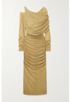 Dolce & Gabbana - Cold-shoulder Draped Metallic Knitted Midi Dress - Gold - IT36,IT38,IT40,IT42,IT44,IT46,IT48,IT50