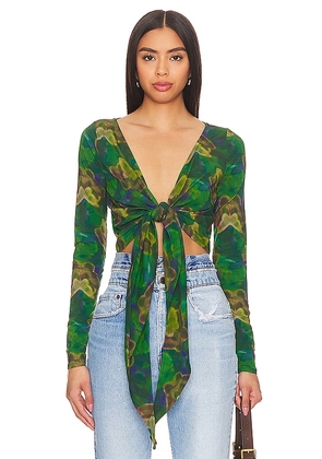 RE/DONE X Pam Anderson Wrap Tie Top in Green. Size L, M, XS.