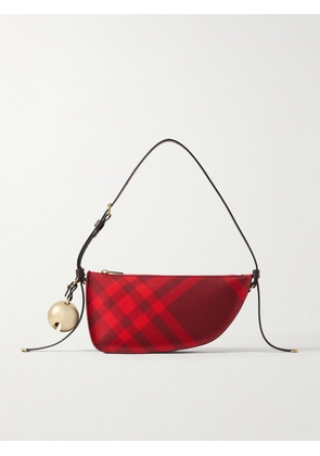 Burberry - Mini Embellished Leather-trimmed Checked Canvas Shoulder Bag - Red - One size