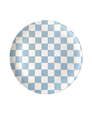 Xenia Taler Diner Check Dinner Plates Set Of 4 in Baby Blue.