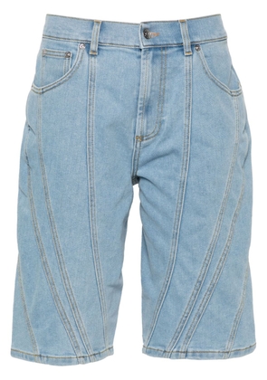 Mugler panelled denim shorts - Blue