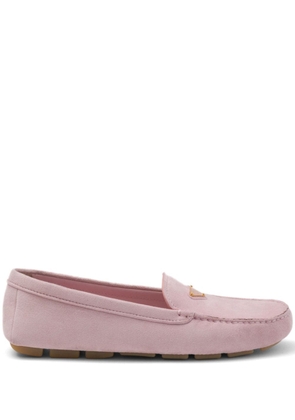 Prada triangle-logo suede driving loafers - Pink