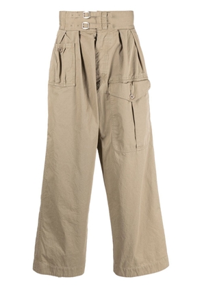 Maison Margiela pleat-detail belted straight-leg trousers - Neutrals