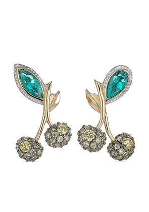 Anabela Chan 18kt yellow gold Cherry Stud multi-stone earrings - Green