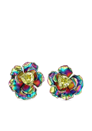Anabela Chan 18kt yellow gold vermeil Rainbow Bloom quartz earrings - Blue