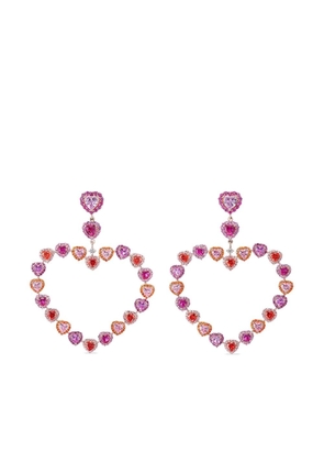 Anabela Chan 18kt rose gold vermeil Love Heart sapphire and diamond earrings - Pink