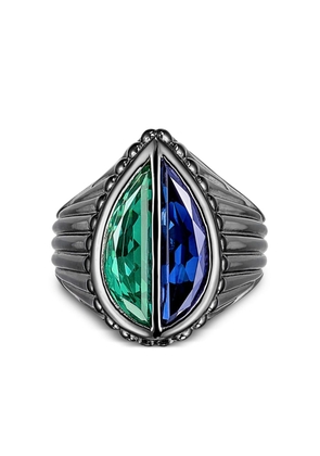Anabela Chan 18kt black gold Emerald Pear Signet gemstone ring - Blue