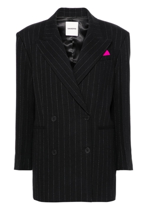 SANDRO double-breasted pinstripe blazer - Black
