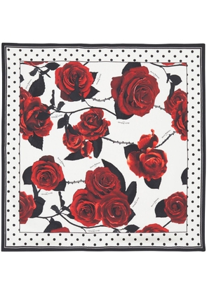 Balmain roses and polka dot scarf - White