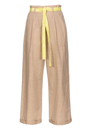 PINKO high-waisted belted wide-leg trousers - Neutrals