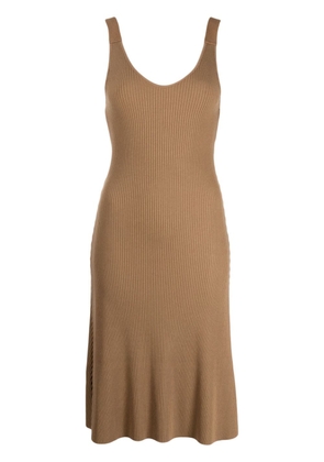 Vince ribbed-knit mid-length dress - Brown