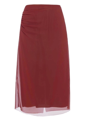 Prada semi-sheer midi pencil skirt - Red